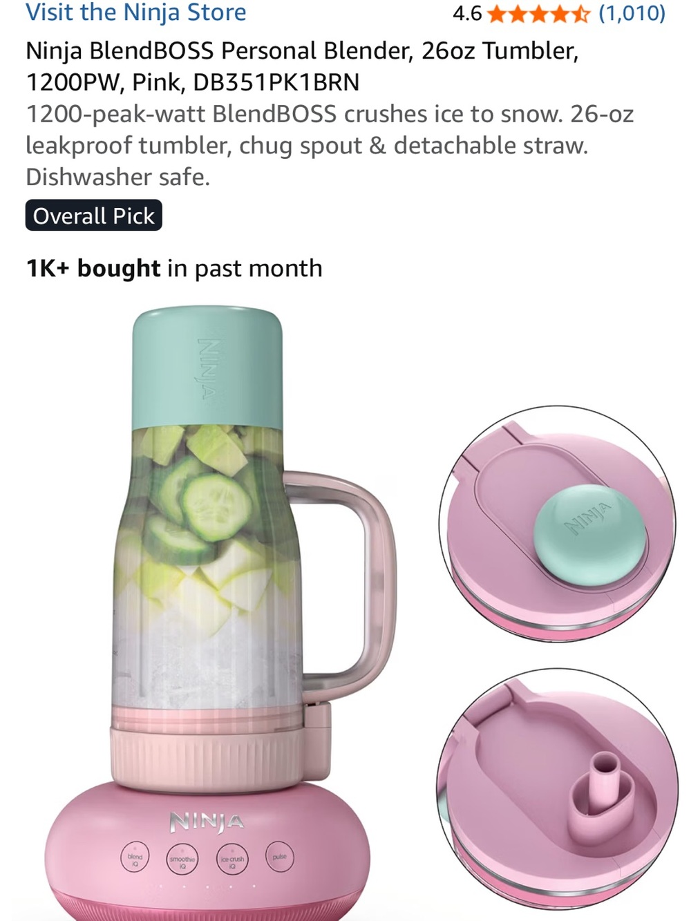 Ninja Personal Blender in Pink and Mint
